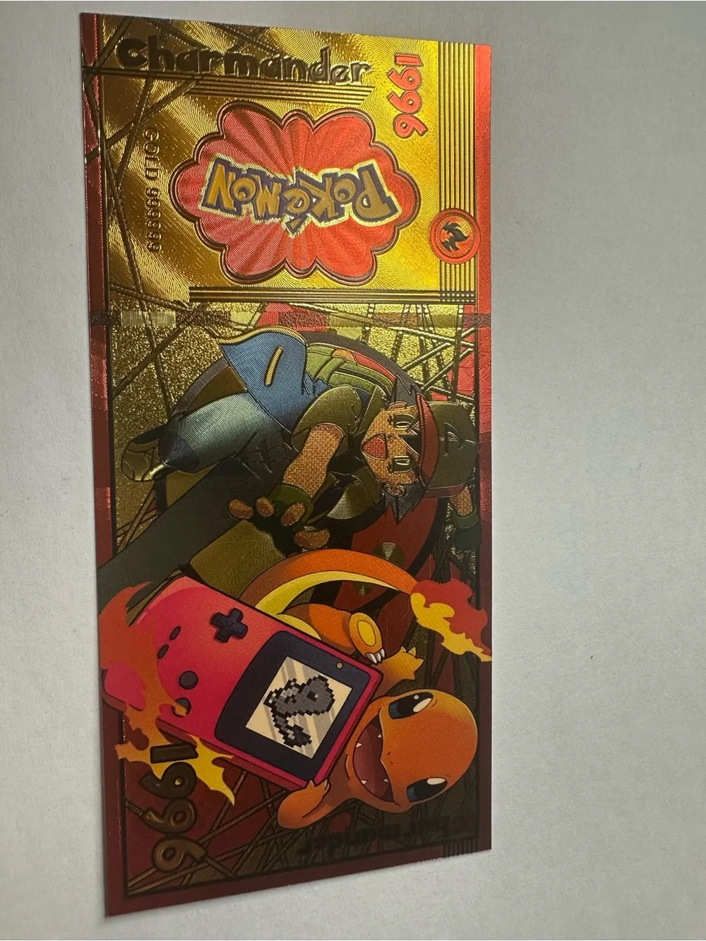 Pokémon Gold Foil Collectible Banknote Pikachu Charizard Eevee Ash 1996